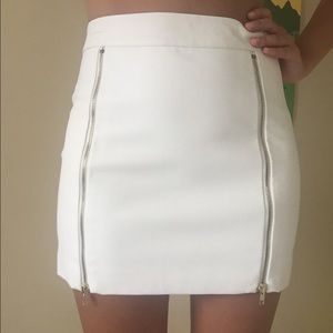 Faux Leather Zippered Mini Skirt