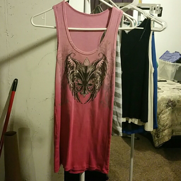 Pink tank top with detailing on front