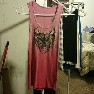 Pink tank top with detailing on front
