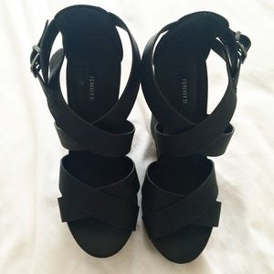 Strappy Black Wedges