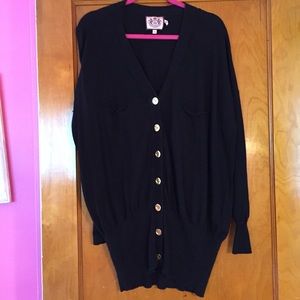 Long cotton-cashmere cardigan with gold buttons