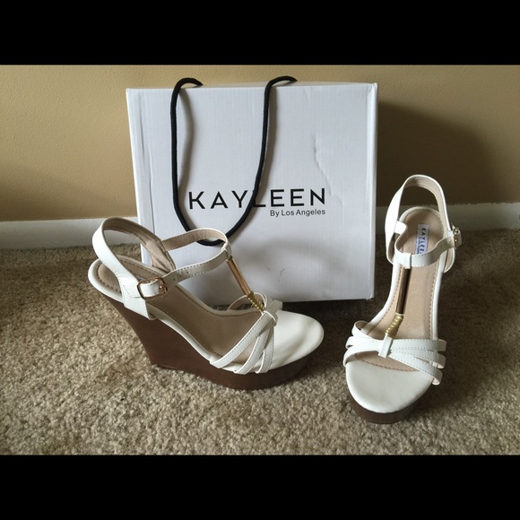 Kayleen White and Gold Wedges/ Heels. NEW!