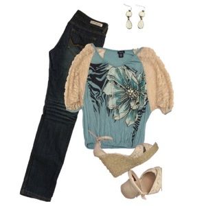 Blue Flower Lace Shirt