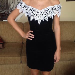 Steppin' Out black velvet and white lace dress.