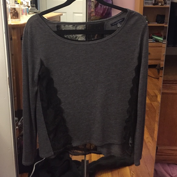 Grey and black lace long sleeve