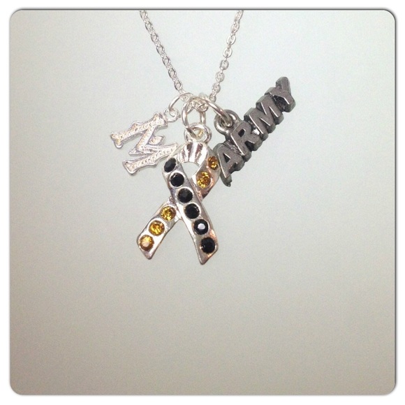 Swarovski Awareness Ribbon Necklace - Army Pride