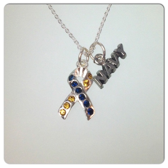Swarovski Awareness Ribbon Necklace - Navy Pride