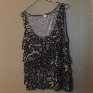 Dark green top with flowers on it