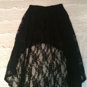 black lace high low skirt