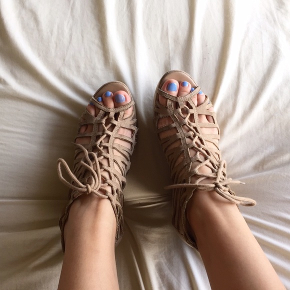 H&M Lace Up Suede Wedges
