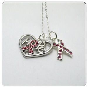 Swarovski Awareness Ribbon Necklace - Pink/Hope