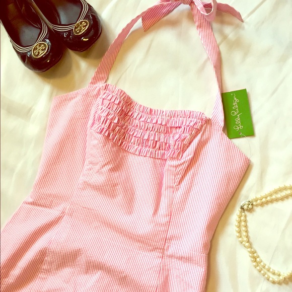 Lilly Pulitzer Dresses & Skirts - HP🎀Lilly Pulitzer Maureen Seersucker Halter Dress