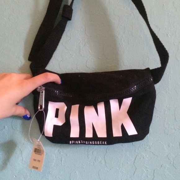 PINK black fanny pack