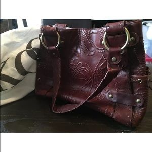 Kooba cognac leather embossed shoulder bag