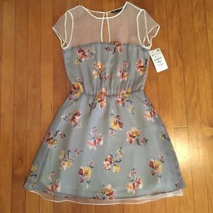 Zara trufaluc gray floral dress XS