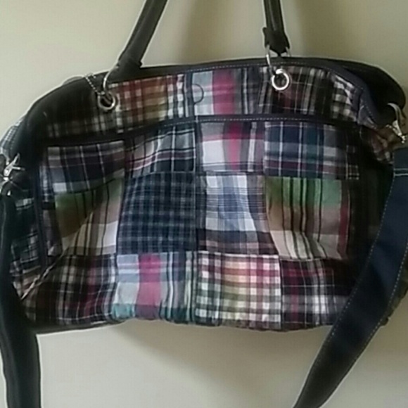 Sold !!!)Plaid Tote Bag Preowned - Picture 2 of 4
