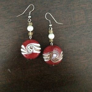 Red bead earrings