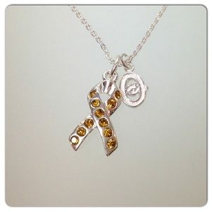 Swarovski Awareness Ribbon Necklace - Yellow