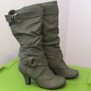 Journee Collection grey faux leather boots