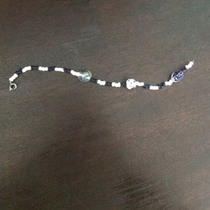 Blue and white beaded bracelet