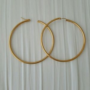 SOLD Gold plated hoops 3 inch