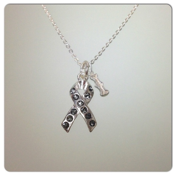 Swarovski Awareness Ribbon Necklace - Gray