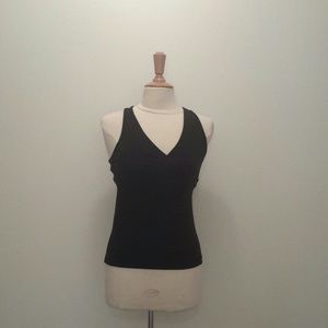 Black Nylon/Spandex Workout Tank w/Built-in Bra