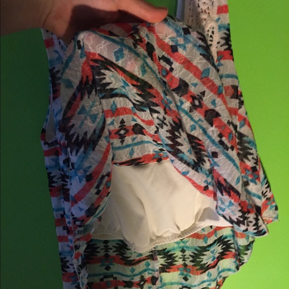 Crop top with lace neck line and cami built in. - Picture 3 of 3