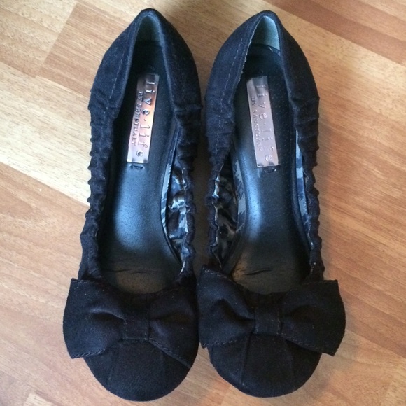 Suede Flat Bow Wedge Heels