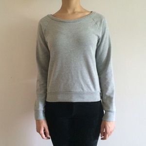 Grey Sweatshirt with Suede Elbow Patches