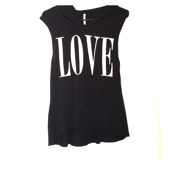 Sleeveless less LOVE tank with hoodie - Picture 1 of 4