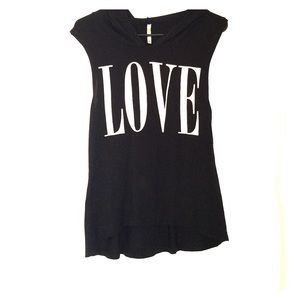 Sleeveless less LOVE tank with hoodie