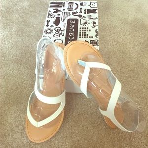 Bamboo White Vegan Leather Strappy Sandal