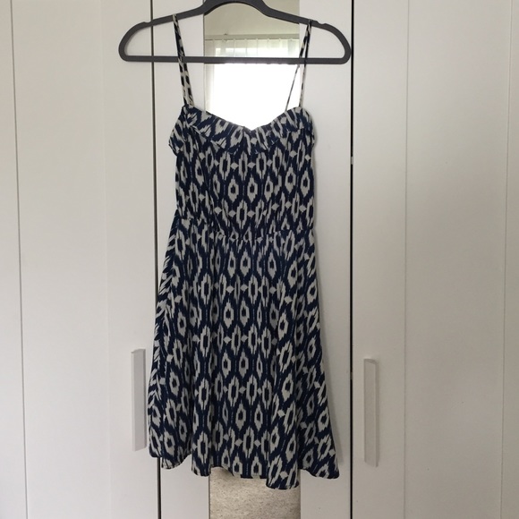 Blue and White Tribal Print Spaghetti Strap Dress - Picture 2 of 4