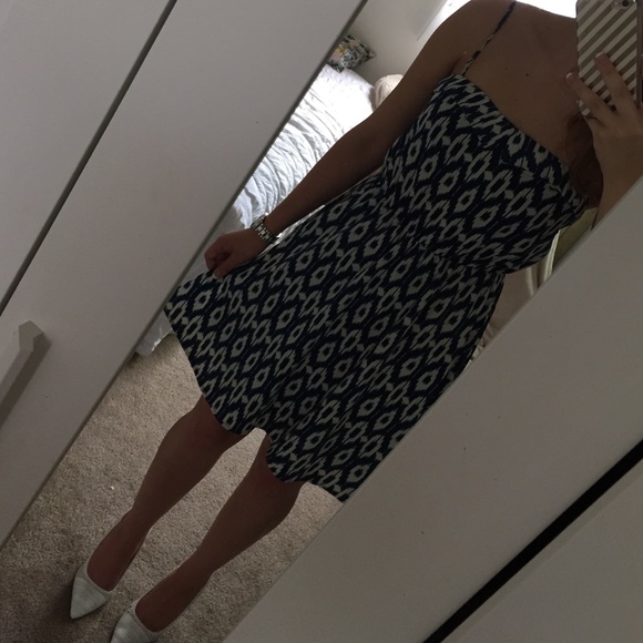 Blue and White Tribal Print Spaghetti Strap Dress - Picture 4 of 4