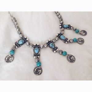 Boho turquoise necklace