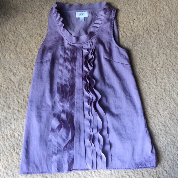 Loft Ann Taylor lilac shirt with ruffles XSP