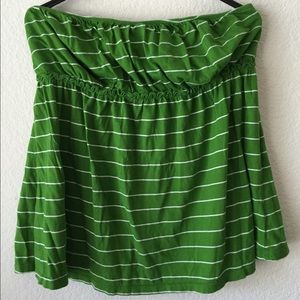 Green/white striped tube top