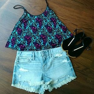 A&F high waisted distressed denim shorts