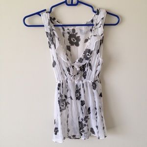 Sheer black and white floral top (small)