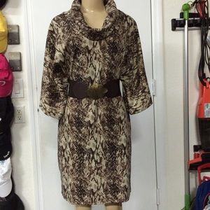 Brown print and winter dress