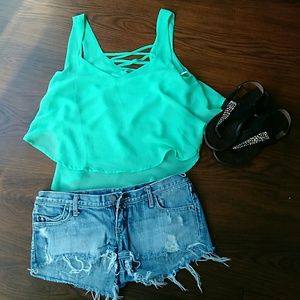 A&F distressed denim shorts