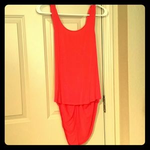 Red high-low tank with crossed back