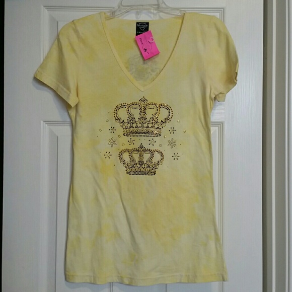 Sledge USA Yellow Crown Rhinestone Short Sleeve T - Picture 1 of 4