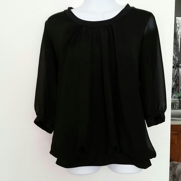 SOLD IN BUNDLE Black 3/4 length dress shirt - Picture 1 of 1