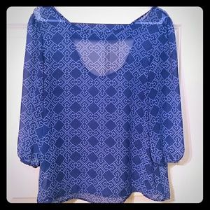 Royal blue and white patterned top