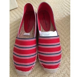 Red striped summer espadrilles