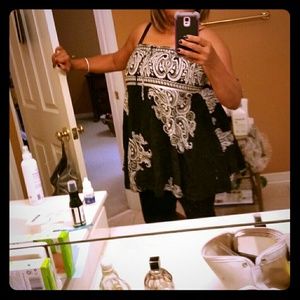 Black and white cotton dress, lined.