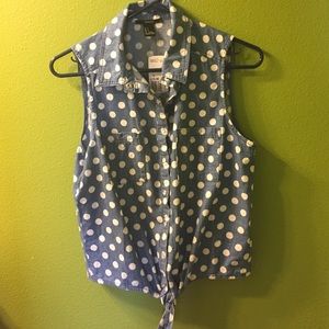Forever 21 Denim Polka Dot Shirt