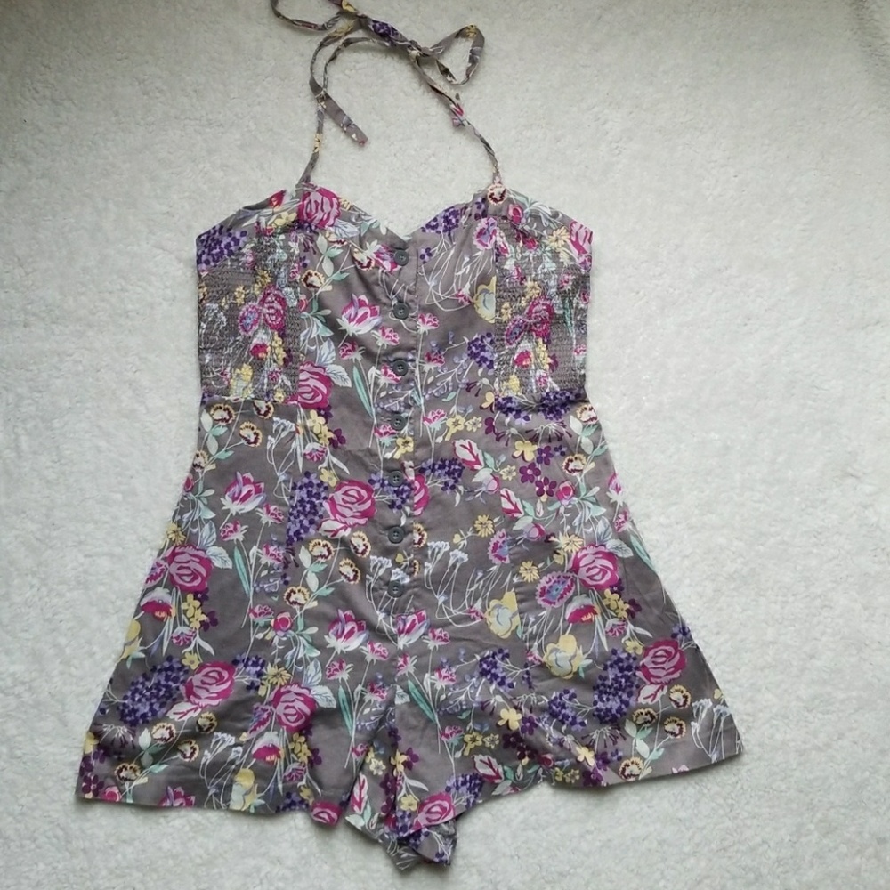 Floral Halter Romper with Pockets